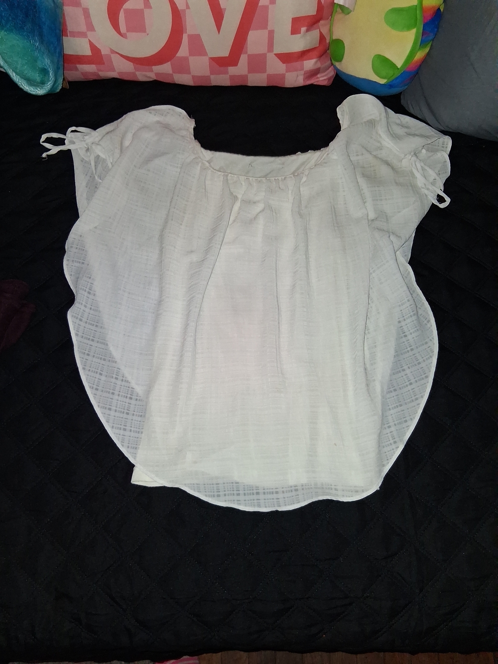 White Women’s Peasant Blouse - Lightweight Off-Shoulder Top